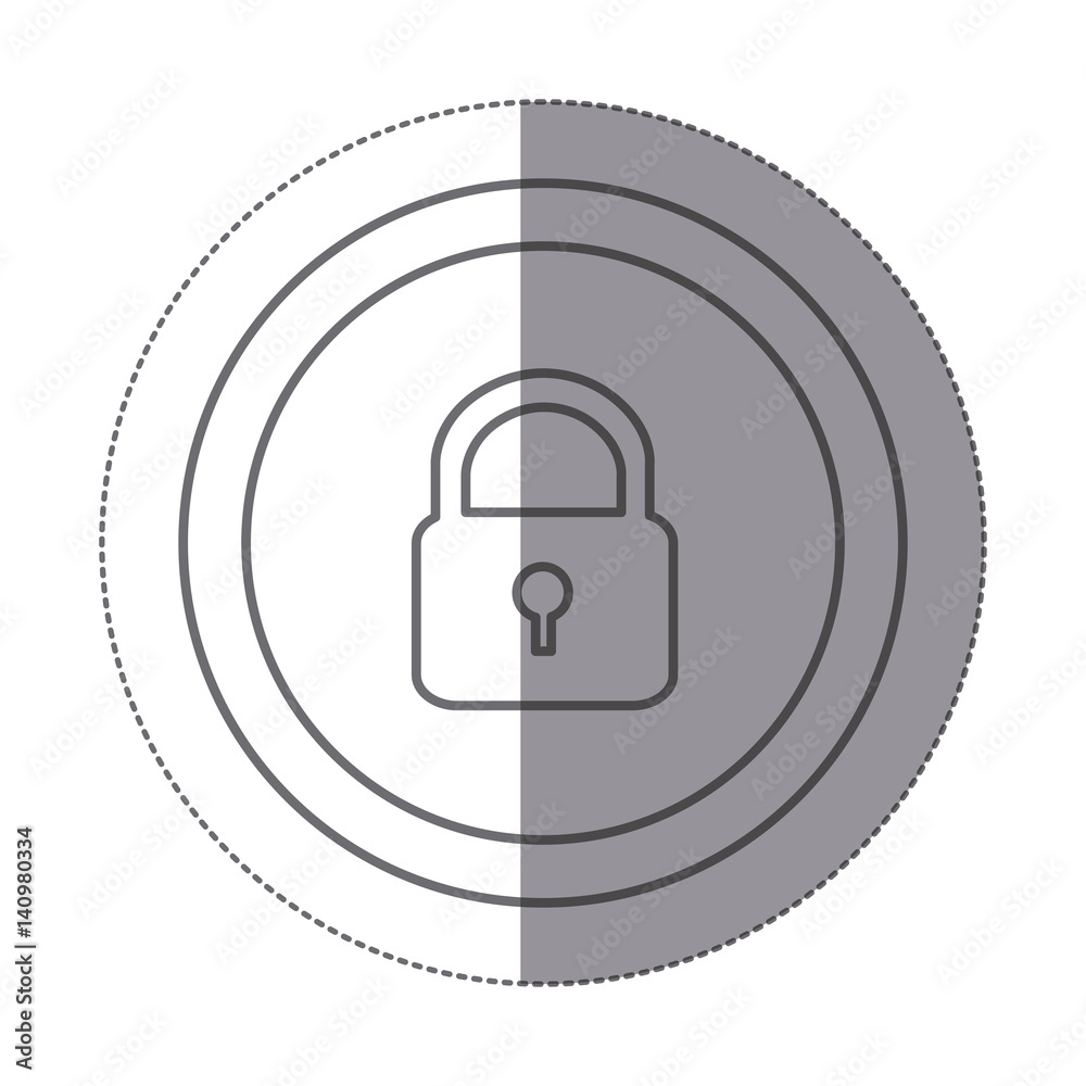 sticker silhouette circular frame with silhouette padlock vector ...