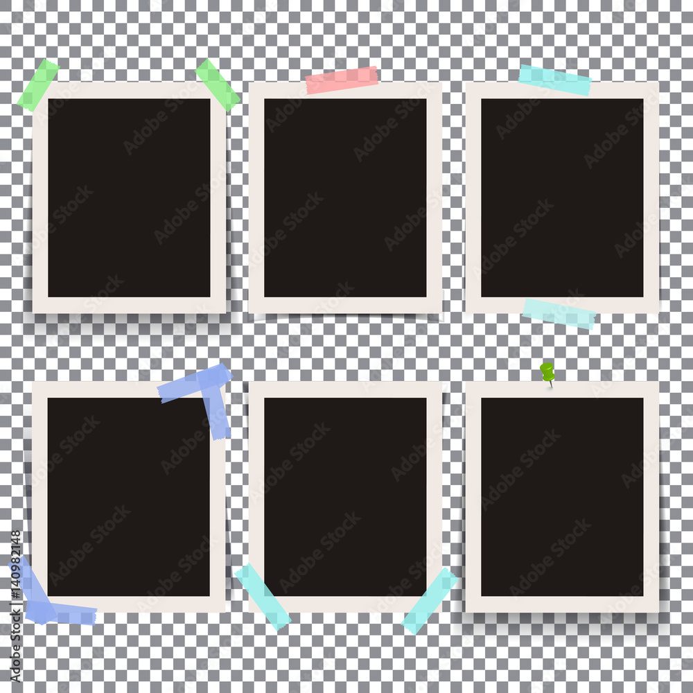 Set of isolated realistic empty vector photo frames. Template ph Set of isolated realistic empty vector photo frames. Template ph