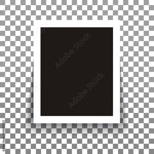 Isolated realistic empty vector photo frame with shadow on trans