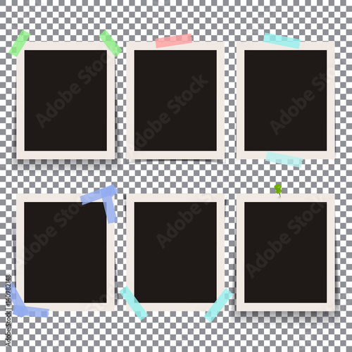 Set of isolated realistic empty vector photo frames. Template ph