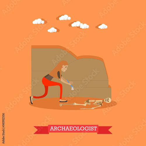 Archaeologist profession concept vector illustration in flat style