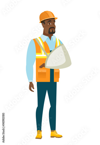Injured builder with broken arm.