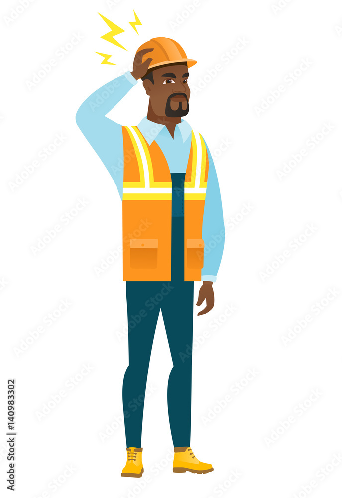 African builder with lightning over his head. African builder with lightning over his head.