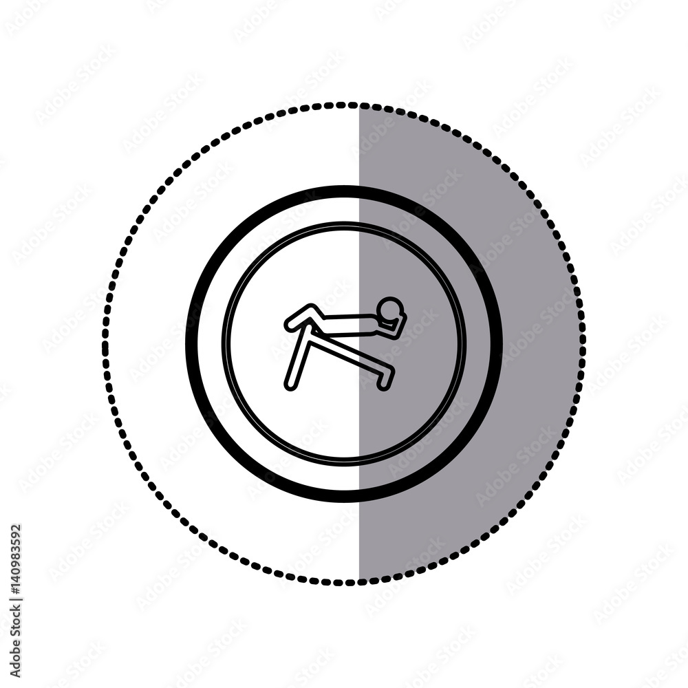 sticker of monochrome contour pictogram with abdominal training on inclined bar in circular frame vector illustration sticker of monochrome contour pictogram with abdominal training on inclined bar in circular frame vector illustration