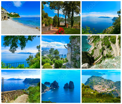 Collage from views of Capri  beautiful and famous island