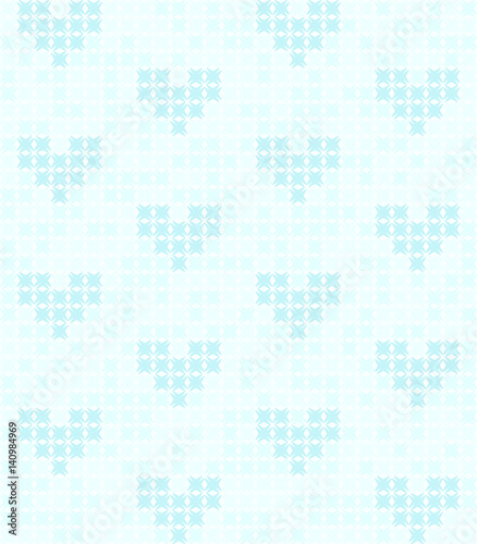 Cyan heart pattern. Seamless vector