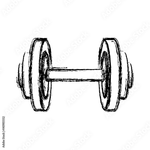 monochrome sketch of dumbbell for training in gym vector illustration