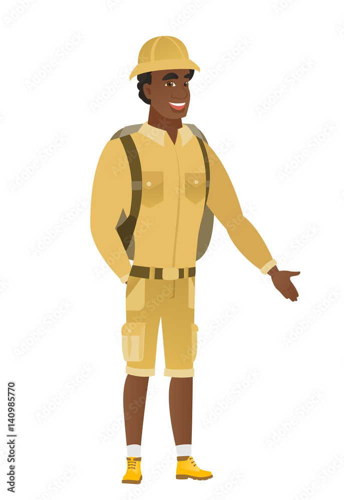 African-american traveler with hand in his pocket. African-american traveler with hand in his pocket.