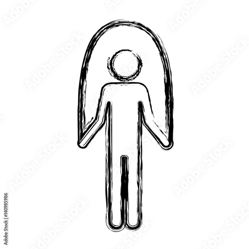 monochrome sketch of training in jumping rope vector illustration
