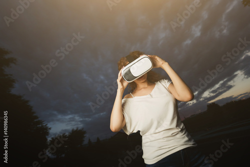 Fototapeta Naklejka Na Ścianę i Meble -  woman with glasses of virtual reality