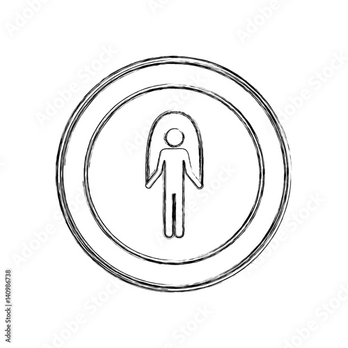 monochrome sketch of training in jumping rope in circular frame vector illustration