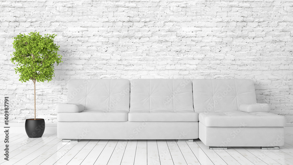 Modern bright interior . 3D rendering Modern bright interior . 3D rendering