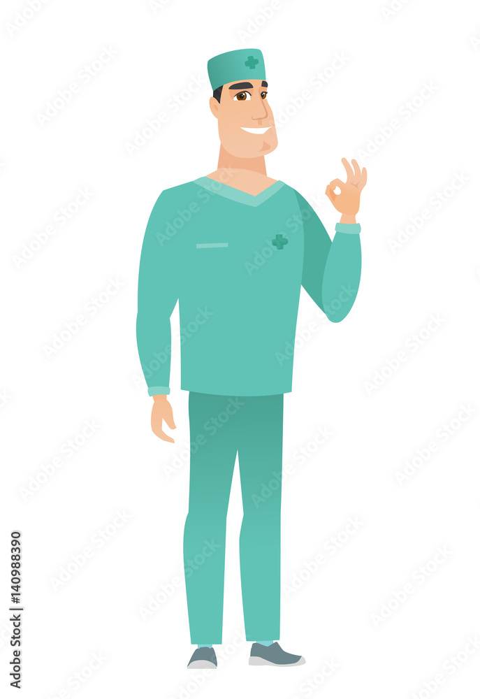 Smiling doctor showing ok sign. Smiling doctor showing ok sign.