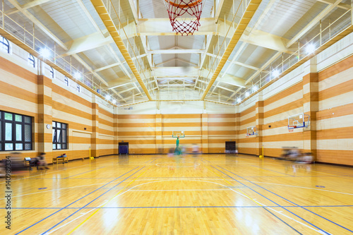 interior of empty basketball court