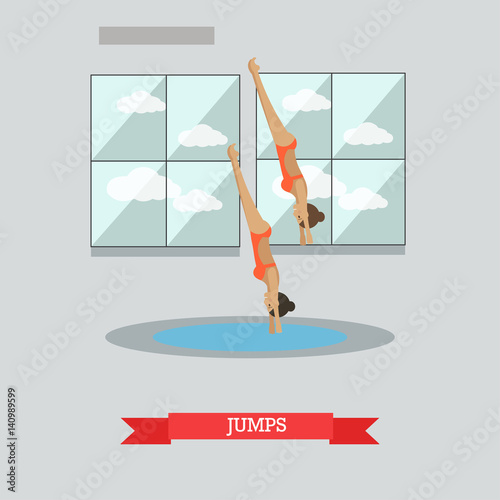 Diving concept vector illustration in flat style