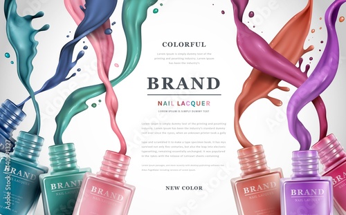 Colorful nail lacquer ads photo