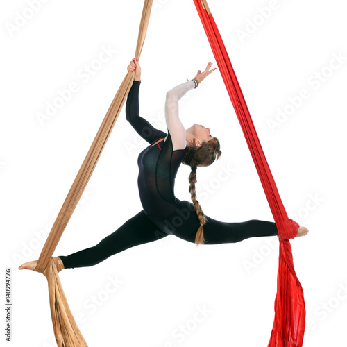 Gymnastics on aerial silk