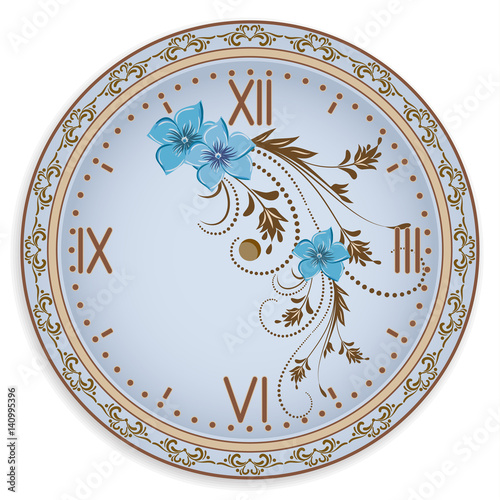 Clock face with flowers ornament