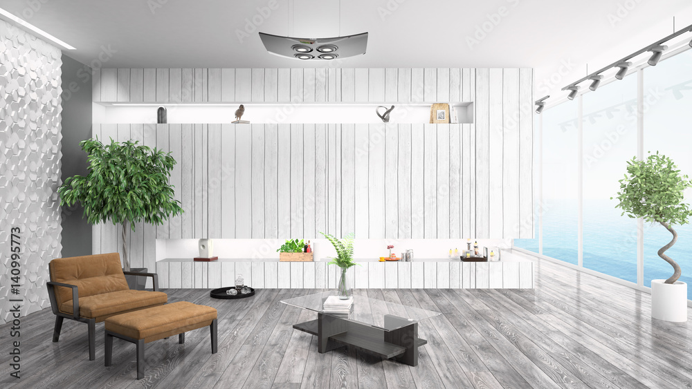 Fototapeta premium Modern bright interior . 3D rendering