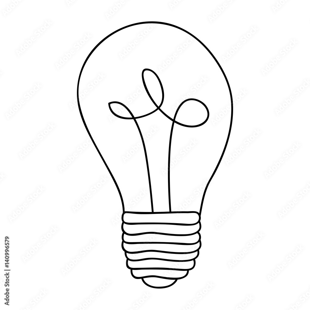 monochrome contour of light bulb with filament in spiral vector illustration monochrome contour of light bulb with filament in spiral vector illustration