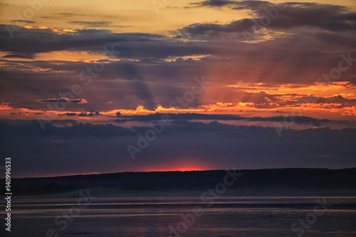 sunset over the river