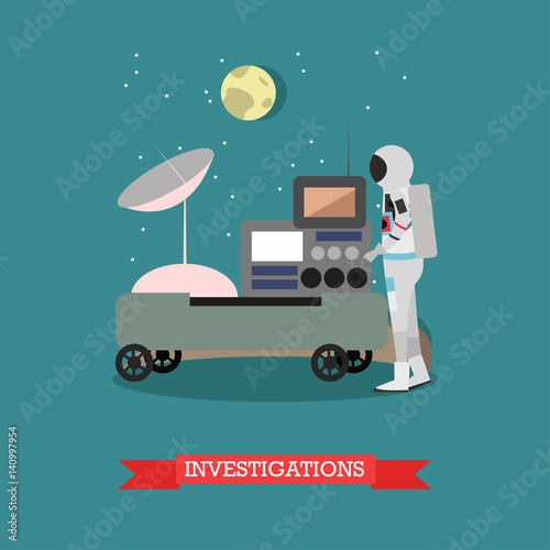 Space investigations concept vector illustration in flat style.
