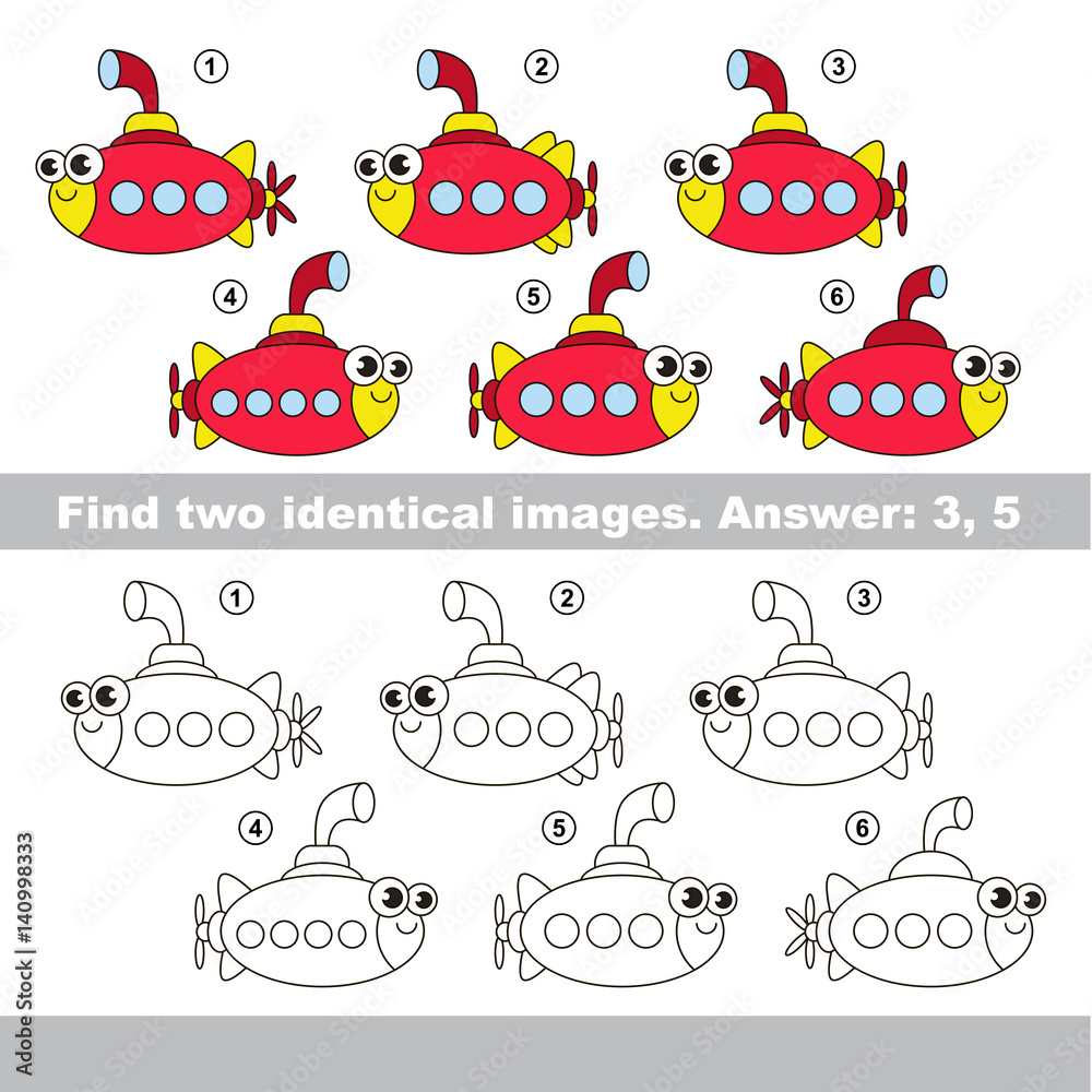 Visual game. Find hidden couple of Submarines. Visual game. Find hidden couple of Submarines.