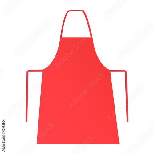 Blank red apron mockup isolated on white background. Can be used for design, branding or logo. Vector illustration