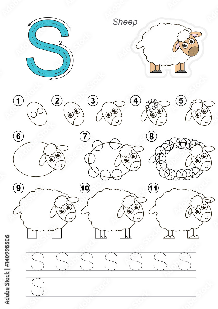 Obraz premium Drawing tutorial for kids.