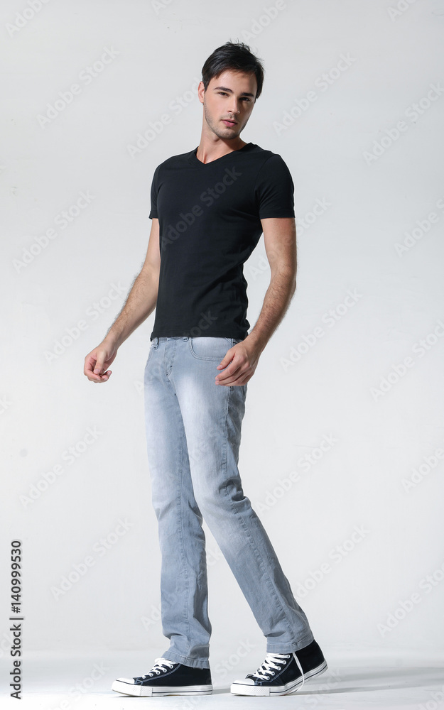portrait of smiling walking man casuals isolated on white background portrait of smiling walking man casuals isolated on white background