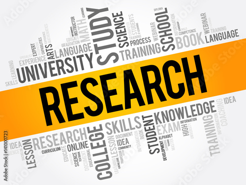 Research word cloud collage, education concept background