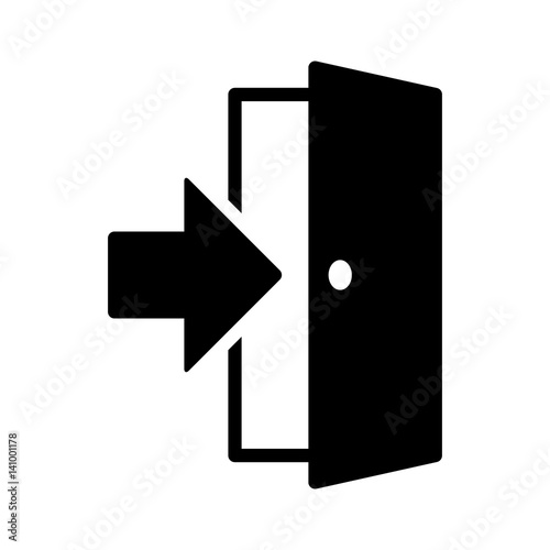 Open door / entrance with arrow or logout flat vector icon for apps and websites
