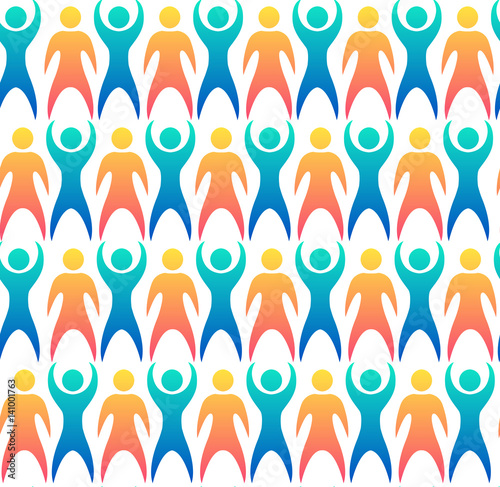 Seamless pattern with multicolored people. Vector texture for wrapping paper, wallpaper and your creativity