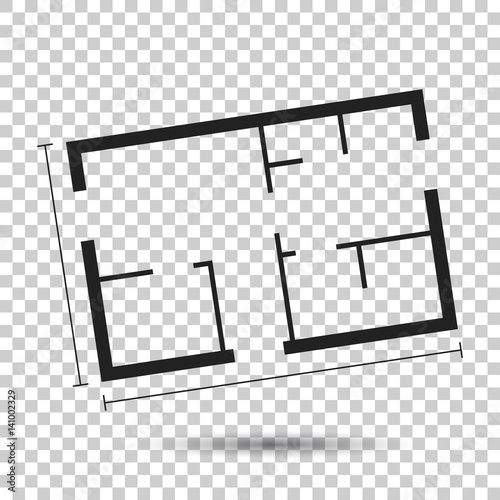 House plan simple flat icon. Vector illustration on isolated background.