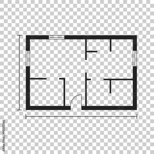 House plan simple flat icon. Vector illustration on isolated background.