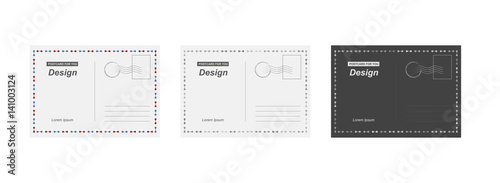 Set vector postcard. Postal card for travel. Template design for your cards.