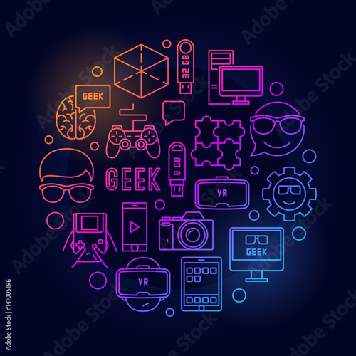 Round geek bright illustration
