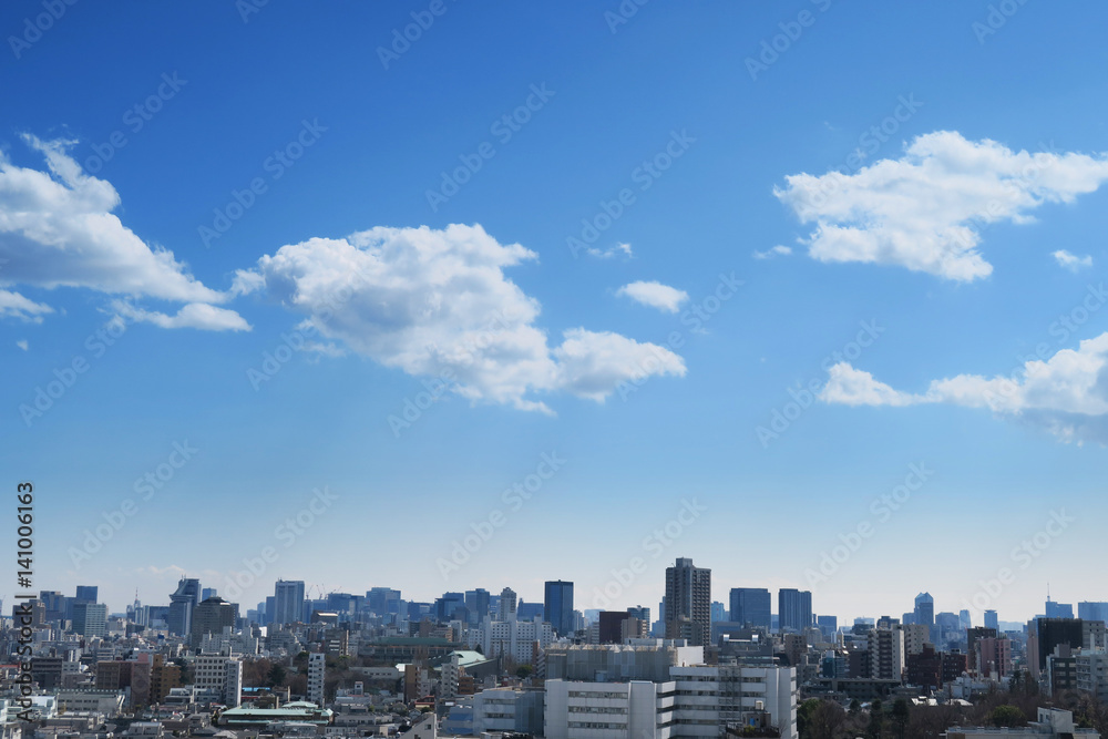 Tokyo cityscape blue sky