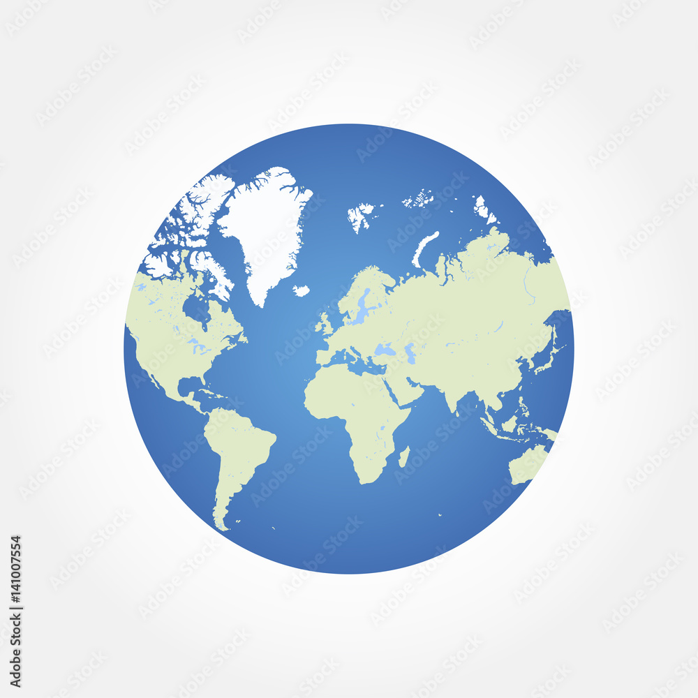 Round globe world map. Flat vector illustration EPS 10