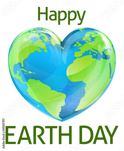 Happy Earth Day Heart Globe...