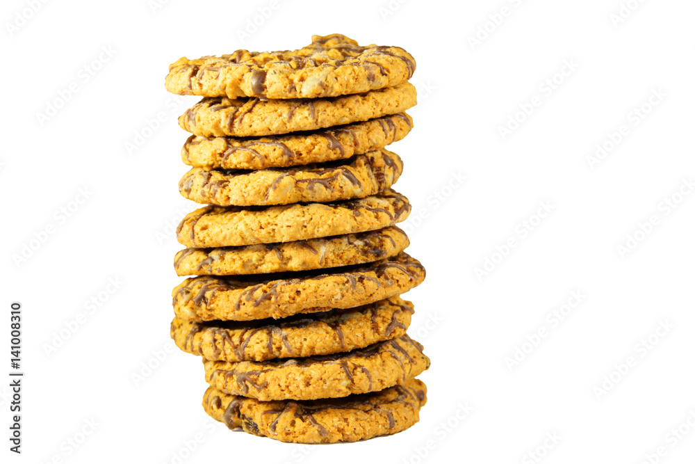 Chocolate chip cookies isolated on white background Chocolate chip cookies isolated on white background