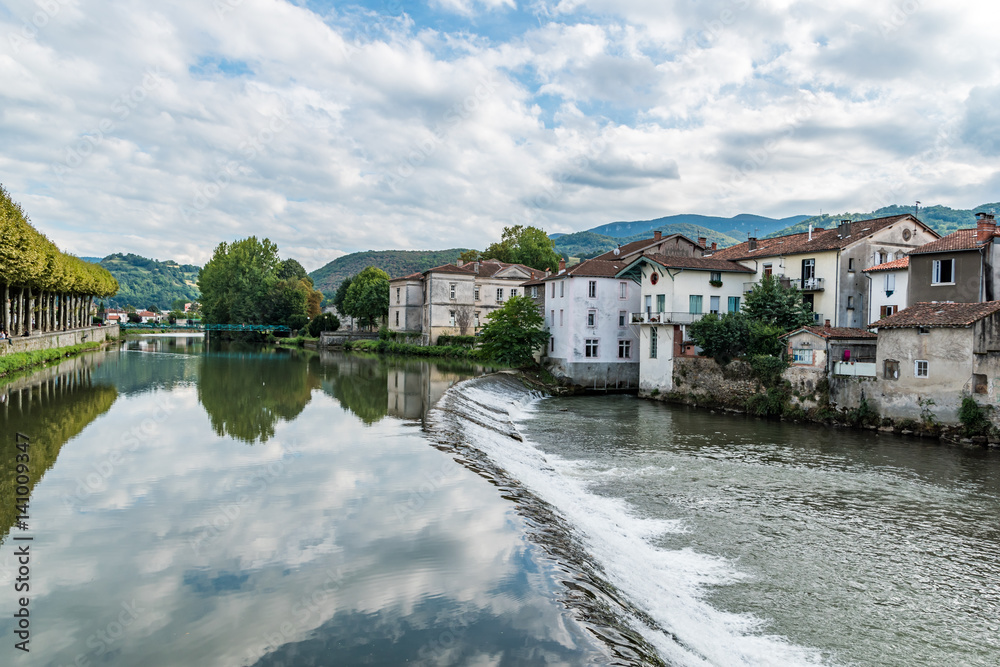 Fototapeta premium Old buildings in southern french city Saint-Girons