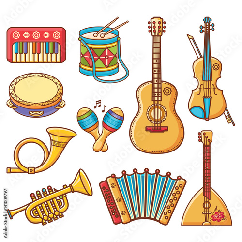 Musical instrument. Vector ornament. Cartoon style.