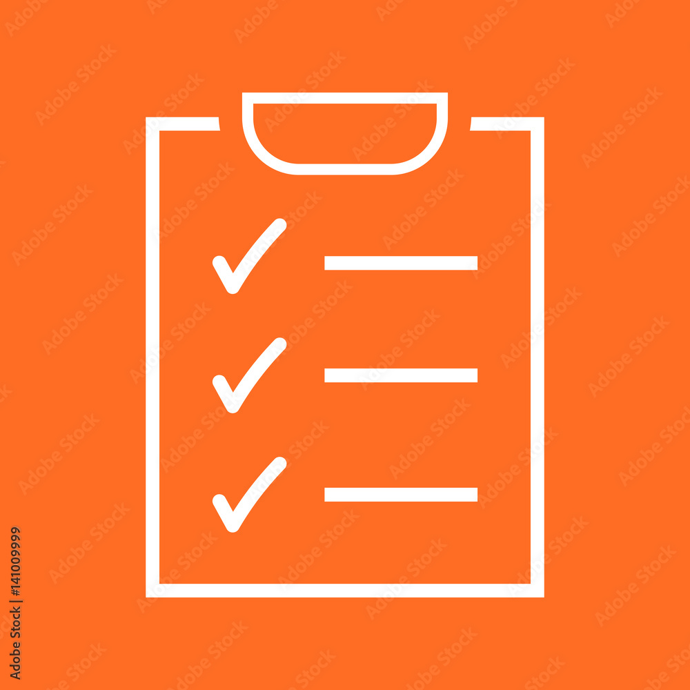 To do list icon. Checklist, task list vector illustration in flat style. Reminder concept icon on orange background. To do list icon. Checklist, task list vector illustration in flat style. Reminder concept icon on orange background.