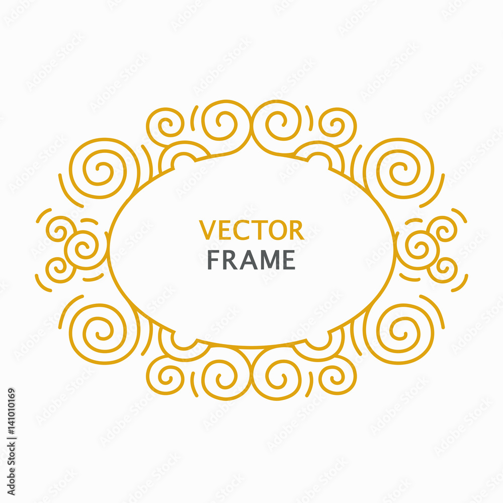 Decorative golden frame with copy space for text made in modern line style vector.