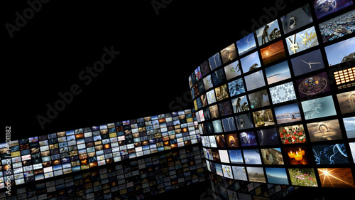 Obraz na płótnie 3d rendering. Cinema entertainment video wall