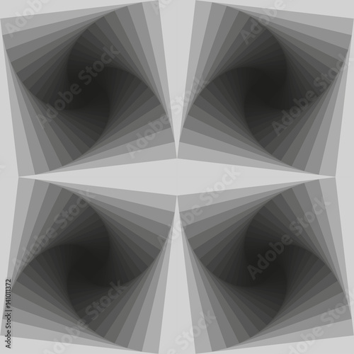 square vortex seamless pattern with spikes in silver shades