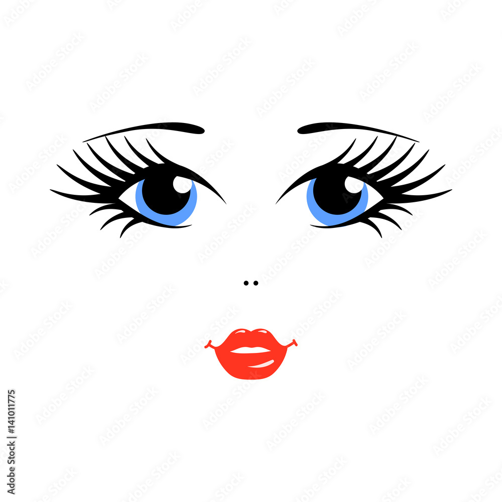 Matryoshka russian doll face on white background. Black and white vector illustration. Eyes, cheeks and lips Matryoshka russian doll face on white background. Black and white vector illustration. Eyes, cheeks and lips
