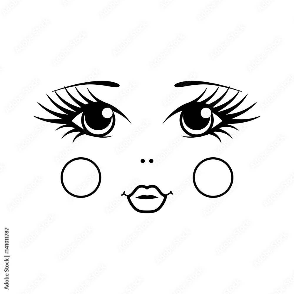 Fototapeta Matryoshka russian doll face on white background