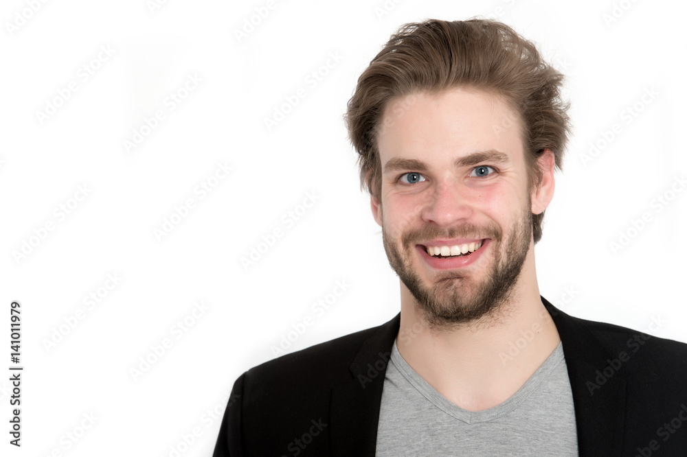 bearded happy man with stylish beard, moustache isolated on white bearded happy man with stylish beard, moustache isolated on white